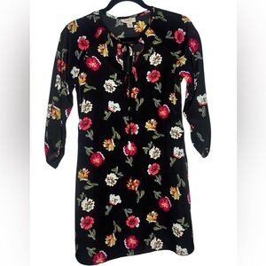 Tucker Black Dress with Multicolor Floral Design